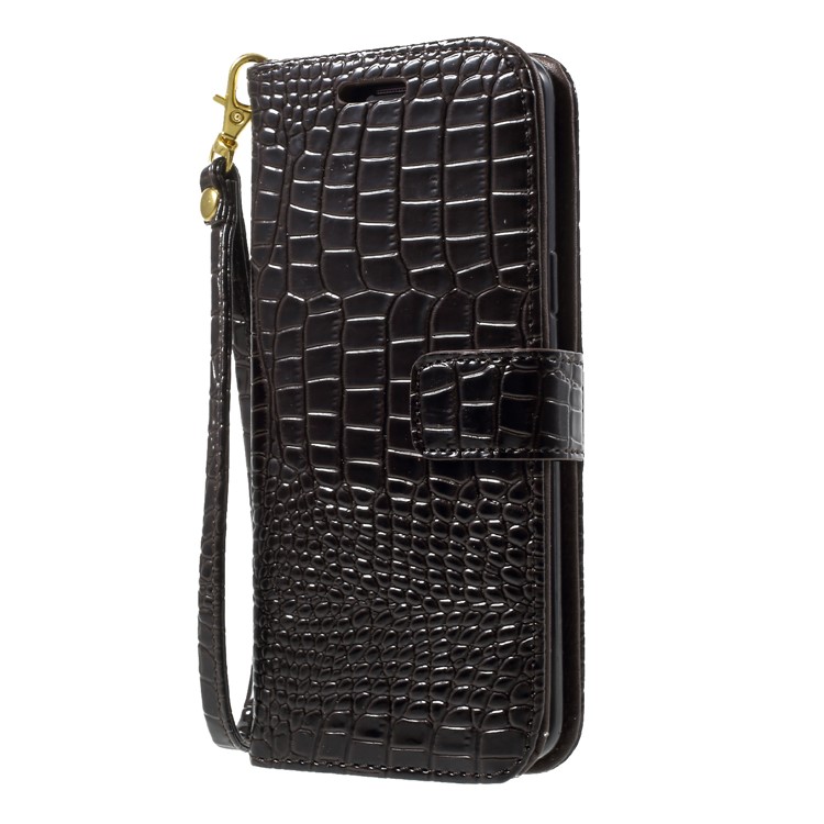Crocodile Texture Leather Wallet Case Phone Shell for Samsung Galaxy S9 SM-G960 - Coffee-2