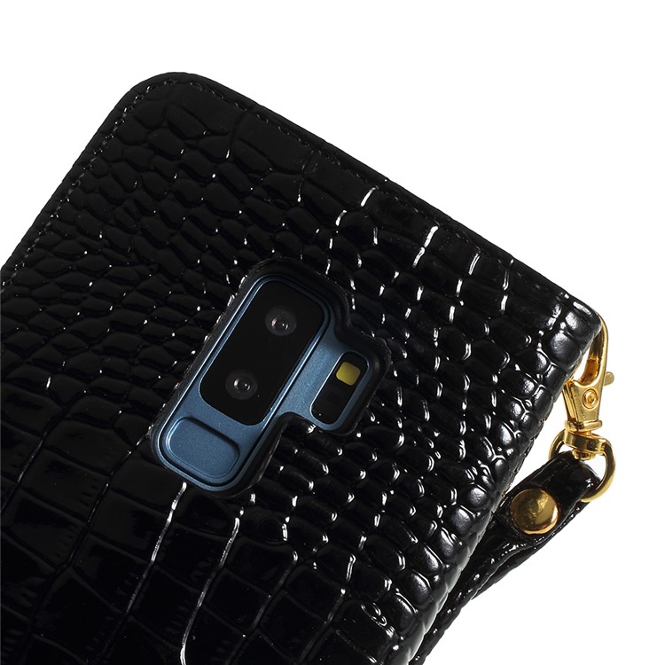 Crocodile Texture PU Leather Magnetic Stand Wallet Phone Case for Samsung Galaxy S9+ SM-G965 - Black-5