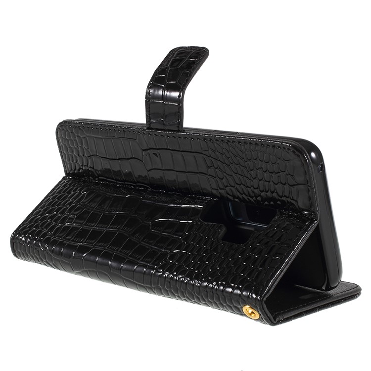 Crocodile Texture PU Leather Magnetic Stand Wallet Phone Case for Samsung Galaxy S9+ SM-G965 - Black-7