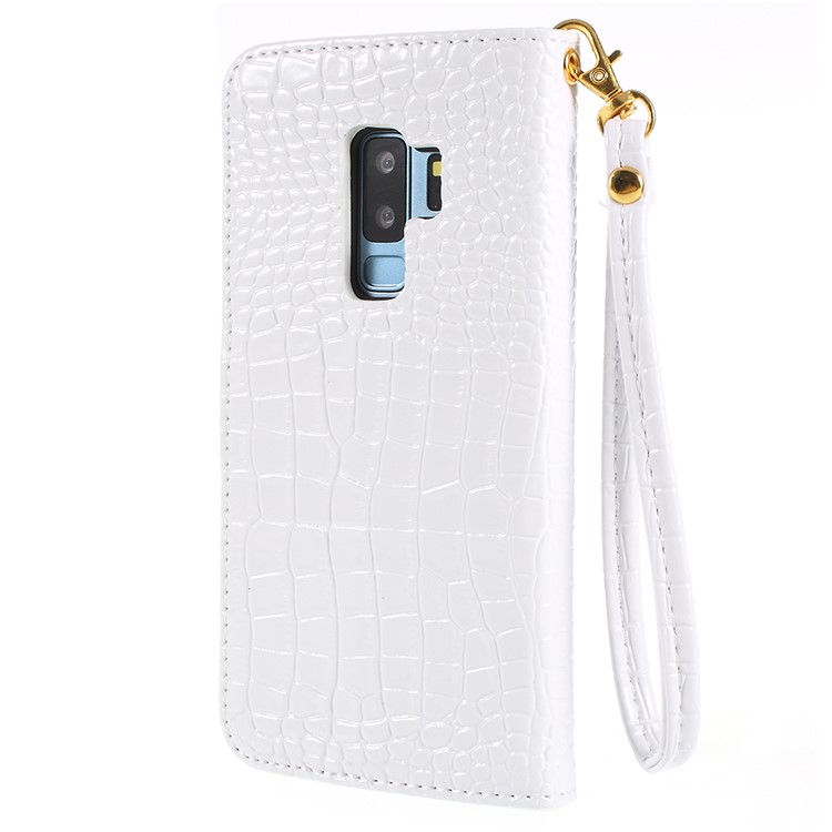 Crocodile Texture PU Leather Magnetic Stand Wallet Phone Cover for Samsung Galaxy S9 Plus SM-G965 - White-3
