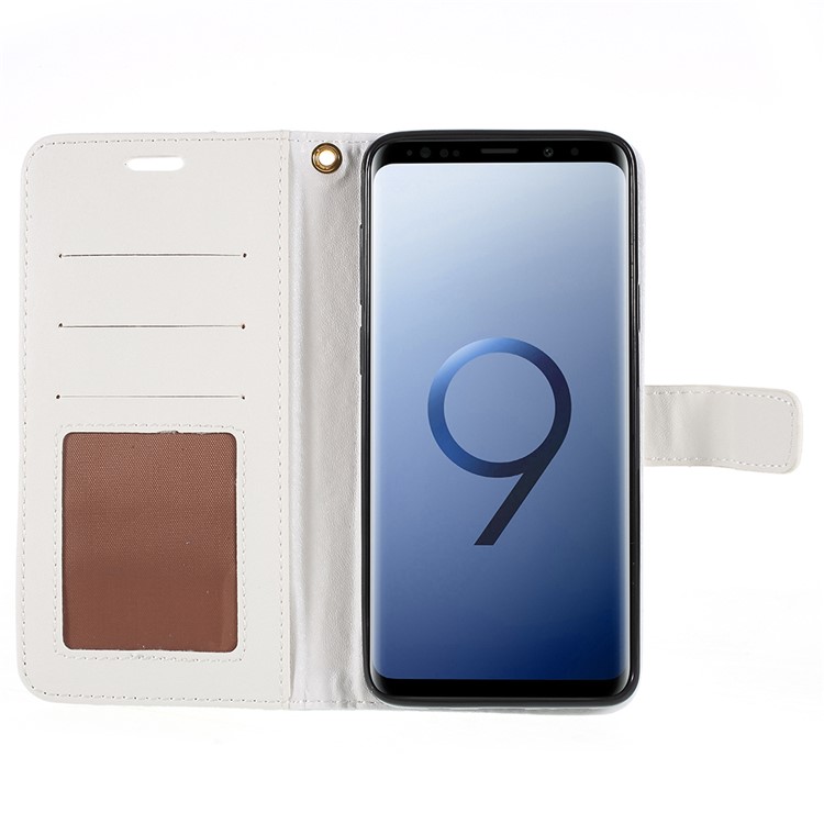 Crocodile Texture PU Leather Magnetic Stand Wallet Phone Cover for Samsung Galaxy S9 Plus SM-G965 - White-6