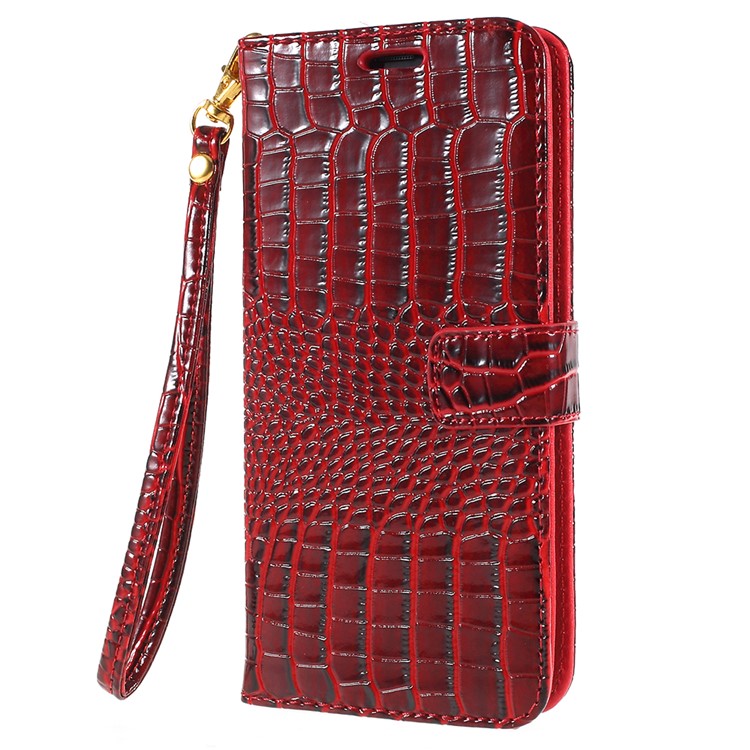 Crocodile Texture PU Leather Magnetic Stand Wallet Phone Shell for Samsung Galaxy S9 Plus SM-G965 - Red-2