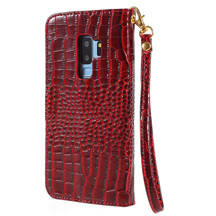 Crocodile Texture PU Leather Magnetic Stand Wallet Phone Shell for Samsung Galaxy S9 Plus SM-G965 - Red-3