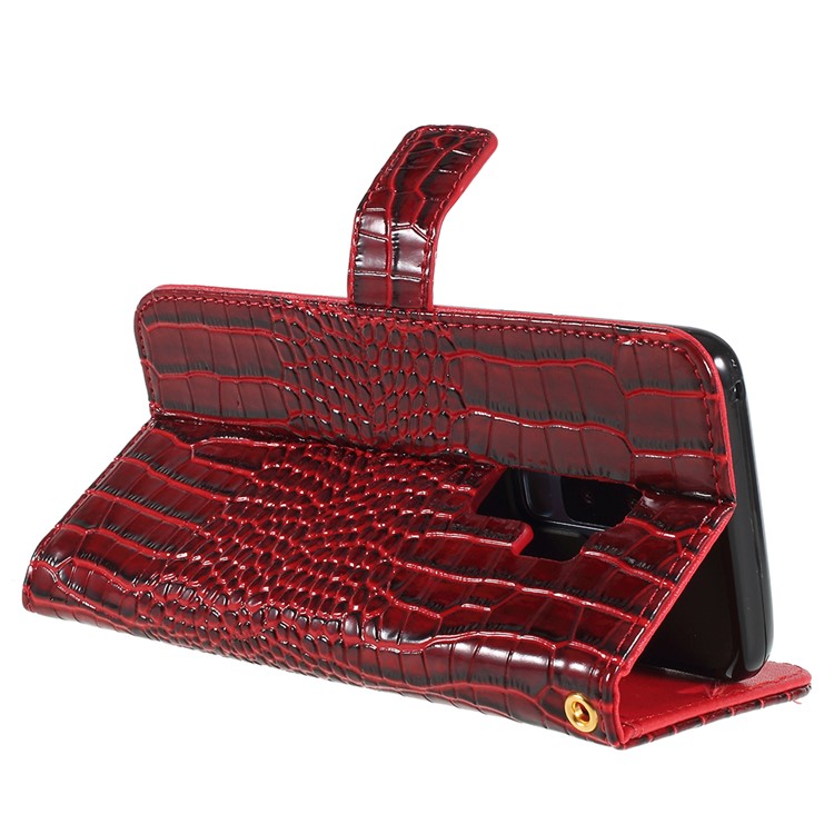 Crocodile Texture PU Leather Magnetic Stand Wallet Phone Shell for Samsung Galaxy S9 Plus SM-G965 - Red-5