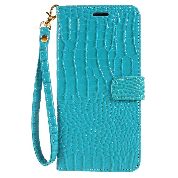 Crocodile Texture PU Leather Magnetic Stand Wallet Phone Casing for Samsung Galaxy S9+ SM-G965 - Blue-1
