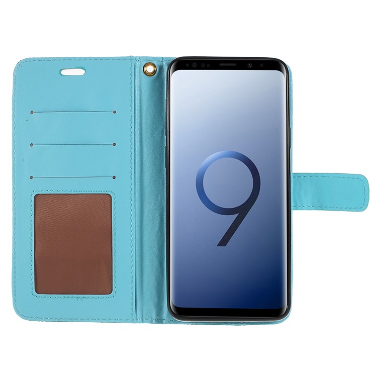 Crocodile Texture PU Leather Magnetic Stand Wallet Phone Casing for Samsung Galaxy S9+ SM-G965 - Blue-6