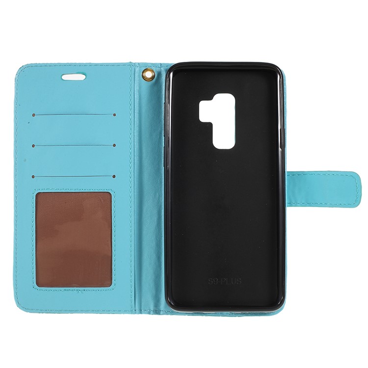 Crocodile Texture PU Leather Magnetic Stand Wallet Phone Casing for Samsung Galaxy S9+ SM-G965 - Blue-7