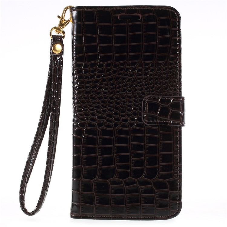 Crocodile Texture PU Leather Magnetic Stand Wallet Mobile Phone Case for Samsung Galaxy S9+ SM-G965 - Coffee-1