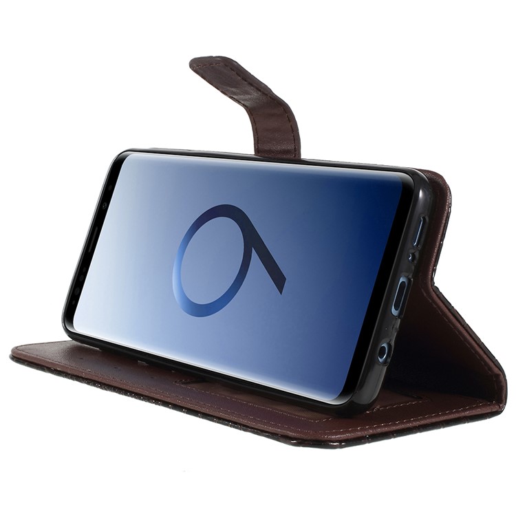 Crocodile Texture PU Leather Magnetic Stand Wallet Mobile Phone Case for Samsung Galaxy S9+ SM-G965 - Coffee-4