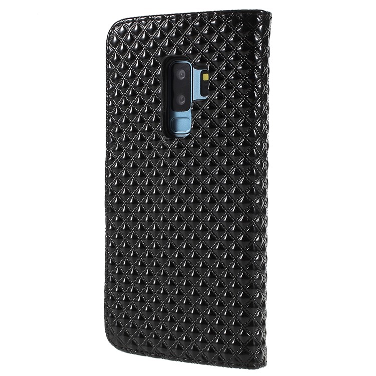 Rhombus Texture Magnetic Leather Stand Case for Samsung Galaxy S9 Plus G965A - Black-2