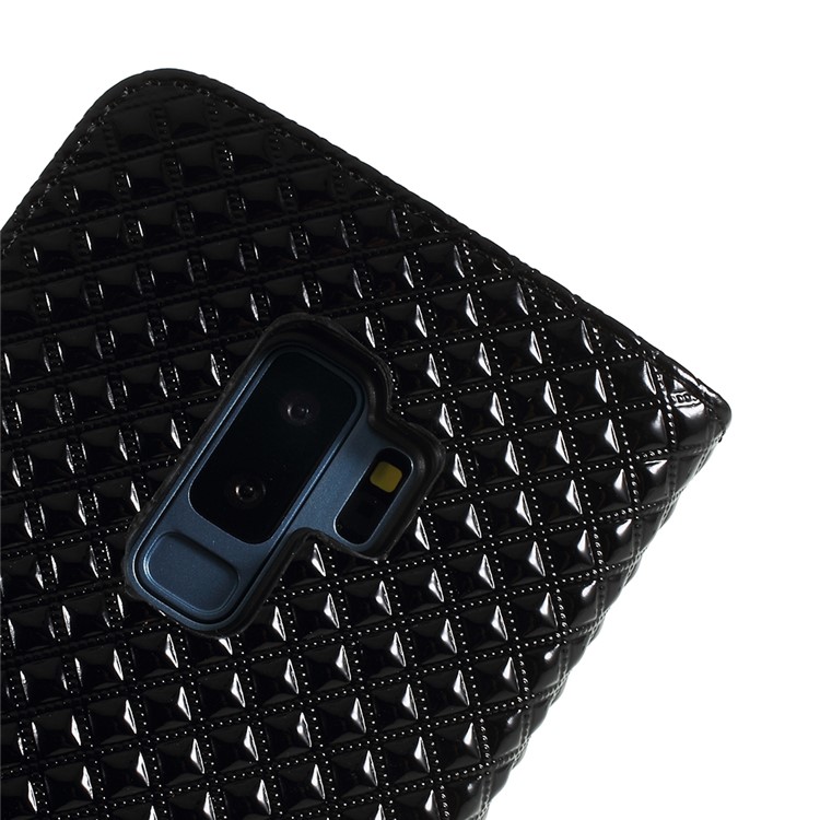 Rhombus Texture Magnetic Leather Stand Case for Samsung Galaxy S9 Plus G965A - Black-5