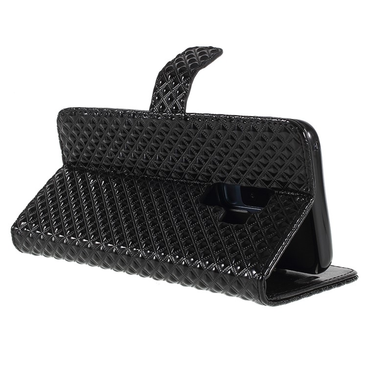 Rhombus Texture Magnetic Leather Stand Case for Samsung Galaxy S9 Plus G965A - Black-7