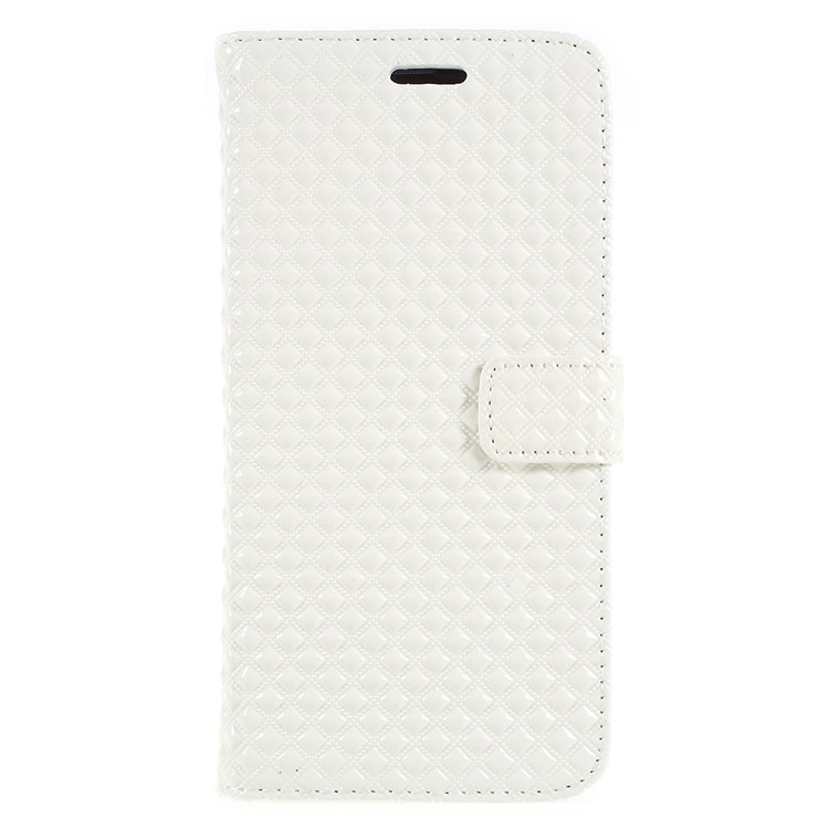 Rhombus Texture Magnetic Leather Stand Cover Shell for Samsung Galaxy S9+ G965A - White-1