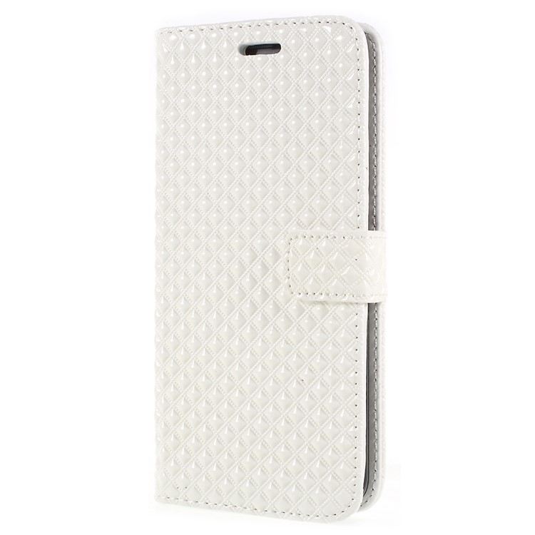 Rhombus Texture Magnetic Leather Stand Cover Shell for Samsung Galaxy S9+ G965A - White-2