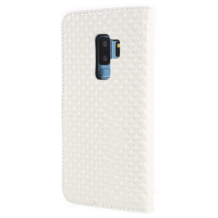 Rhombus Texture Magnetic Leather Stand Cover Shell for Samsung Galaxy S9+ G965A - White-3