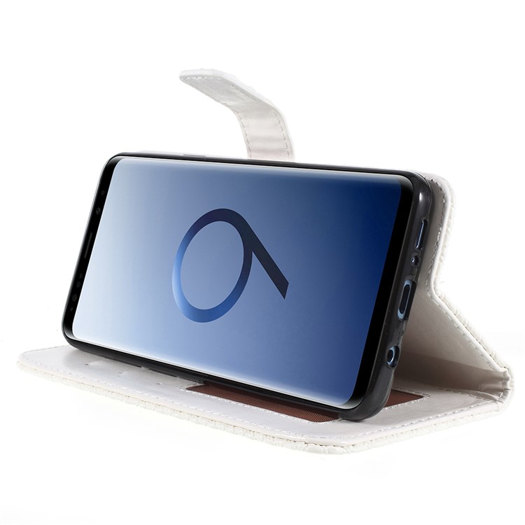 Rhombus Texture Magnetic Leather Stand Cover Shell for Samsung Galaxy S9+ G965A - White-4