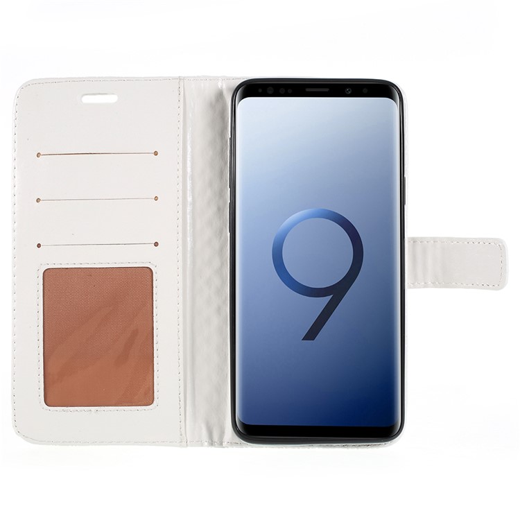 Rhombus Texture Magnetic Leather Stand Cover Shell for Samsung Galaxy S9+ G965A - White-6