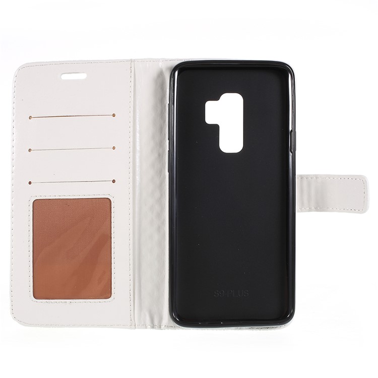 Rhombus Texture Magnetic Leather Stand Cover Shell for Samsung Galaxy S9+ G965A - White-7