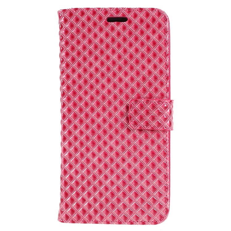 Rhombus Texture Magnetic Leather Stand Protective Casing for Samsung Galaxy S9+ G965A - Rose-1