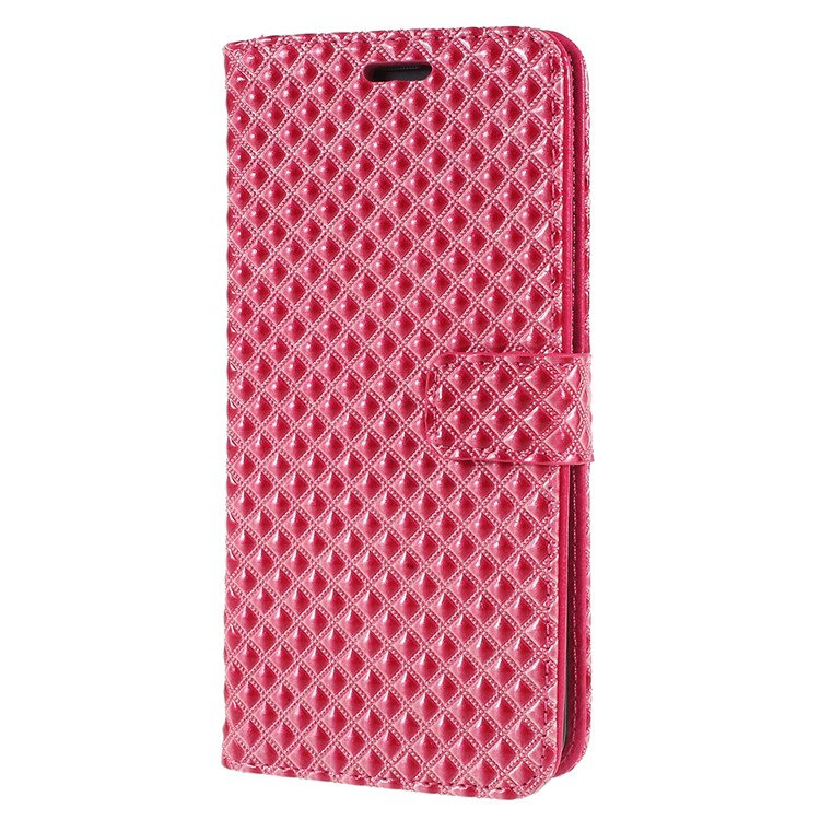 Rhombus Texture Magnetic Leather Stand Protective Casing for Samsung Galaxy S9+ G965A - Rose-2