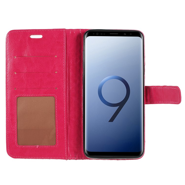 Rhombus Texture Magnetic Leather Stand Protective Casing for Samsung Galaxy S9+ G965A - Rose-6