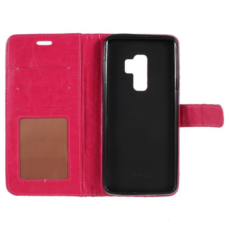 Rhombus Texture Magnetic Leather Stand Protective Casing for Samsung Galaxy S9+ G965A - Rose-7