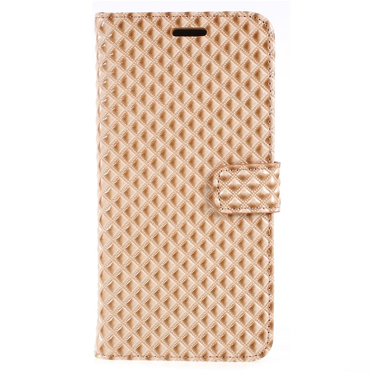 Rhombus Texture Magnetic Leather Stand Flip Mobile Case for Samsung Galaxy S9+ G965A - Gold-1