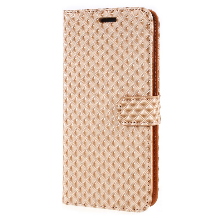 Rhombus Texture Magnetic Leather Stand Flip Mobile Case for Samsung Galaxy S9+ G965A - Gold-2