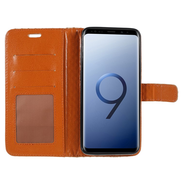 Rhombus Texture Magnetic Leather Stand Flip Mobile Case for Samsung Galaxy S9+ G965A - Gold-6