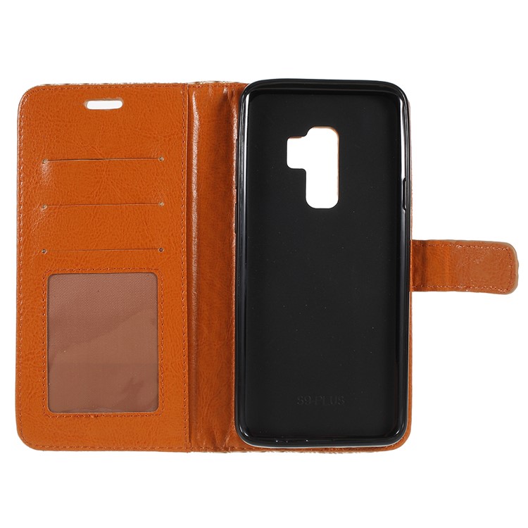 Rhombus Texture Magnetic Leather Stand Flip Mobile Case for Samsung Galaxy S9+ G965A - Gold-7
