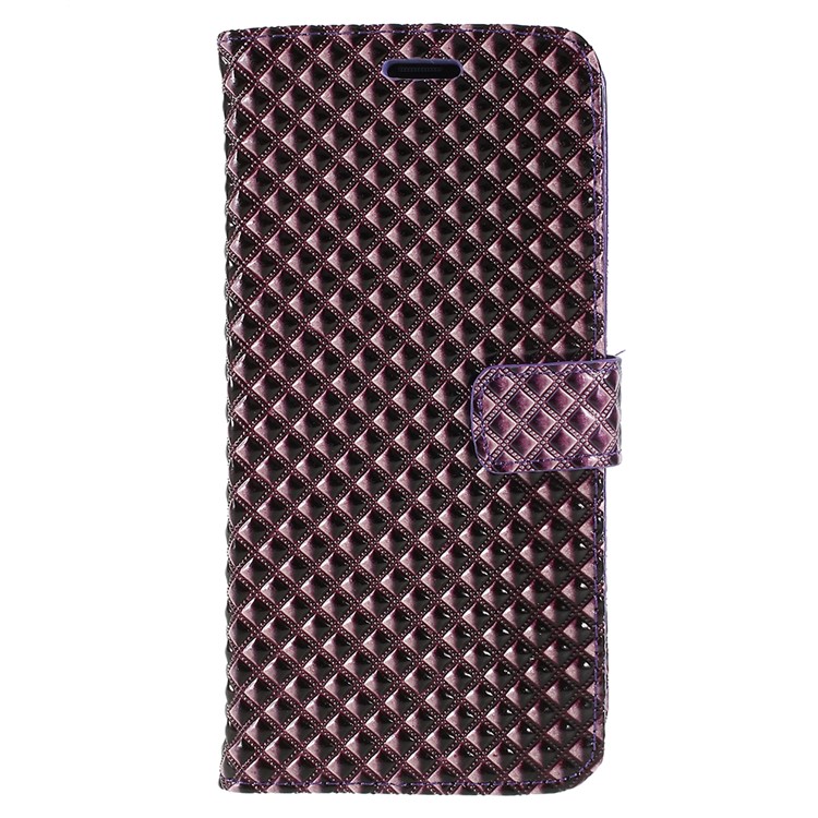 Rhombus Texture Magnetic Leather Phone Cover with Stand for Samsung Galaxy S9+ G965A - Purple-1