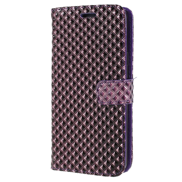 Rhombus Texture Magnetic Leather Phone Cover with Stand for Samsung Galaxy S9+ G965A - Purple-2