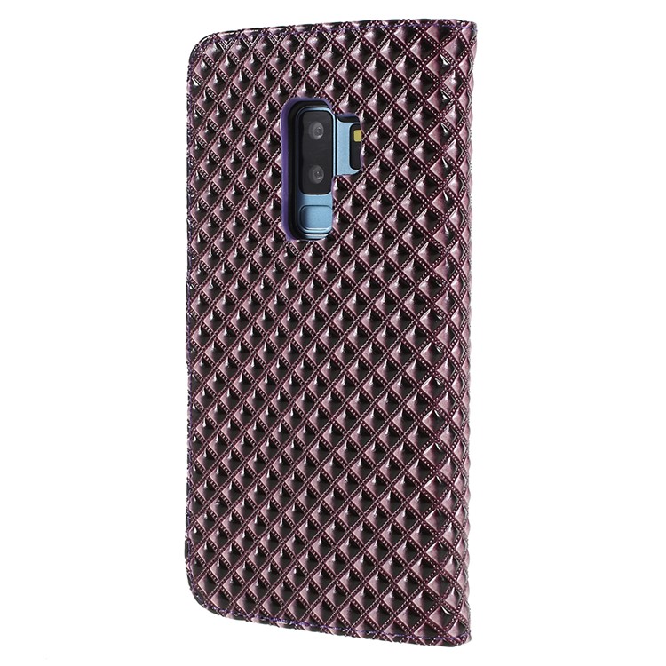 Rhombus Texture Magnetic Leather Phone Cover with Stand for Samsung Galaxy S9+ G965A - Purple-3