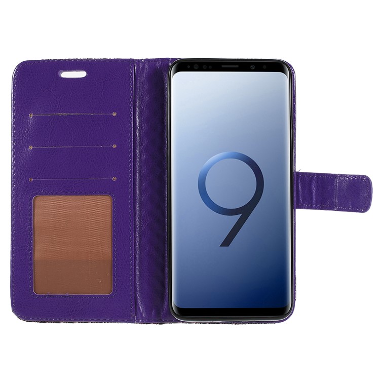 Rhombus Texture Magnetic Leather Phone Cover with Stand for Samsung Galaxy S9+ G965A - Purple-6