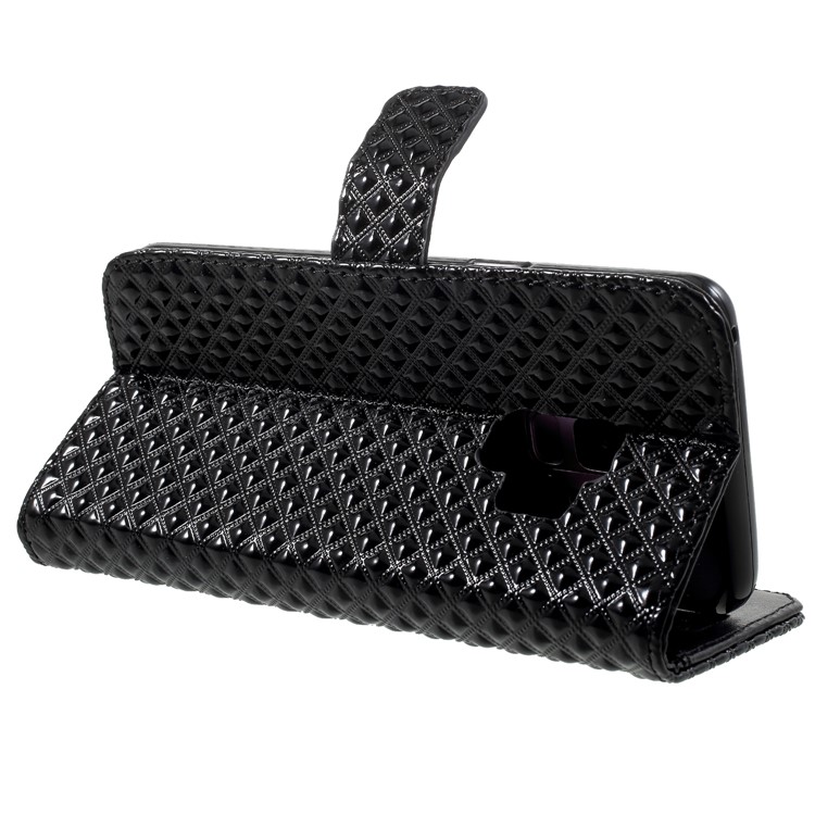 Rhombus Pattern Wallet Leather Stand Case for Samsung Galaxy S9 SM-G960 - Black-5