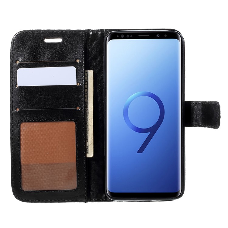 Rhombus Pattern Wallet Leather Stand Case for Samsung Galaxy S9 SM-G960 - Black-6