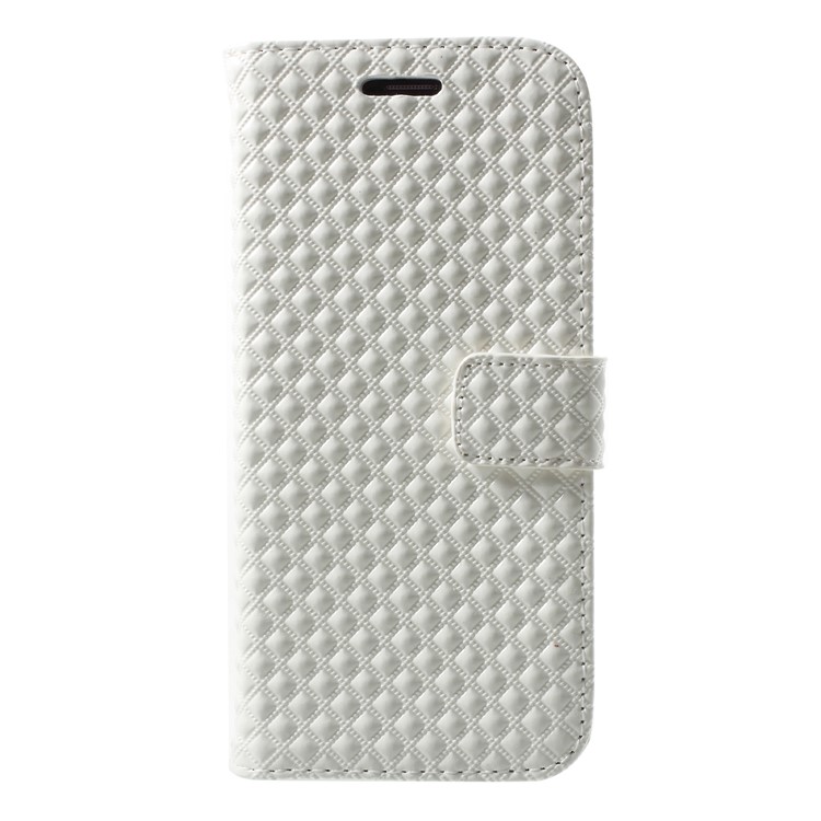 Rhombus Pattern Wallet Leather Stand Cover for Samsung Galaxy S9 SM-G960 - White-1