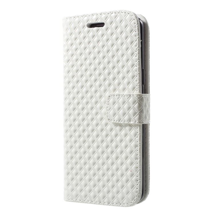 Rhombus Pattern Wallet Leather Stand Cover for Samsung Galaxy S9 SM-G960 - White-3