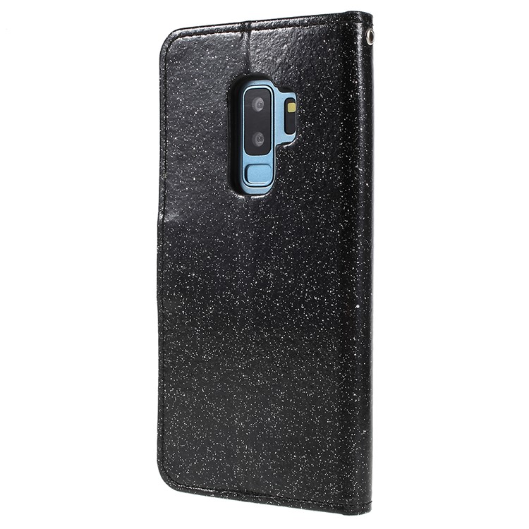 Flash Powder Leather Wallet Case with Stand for Samsung Galaxy S9+ G965 - Black-2