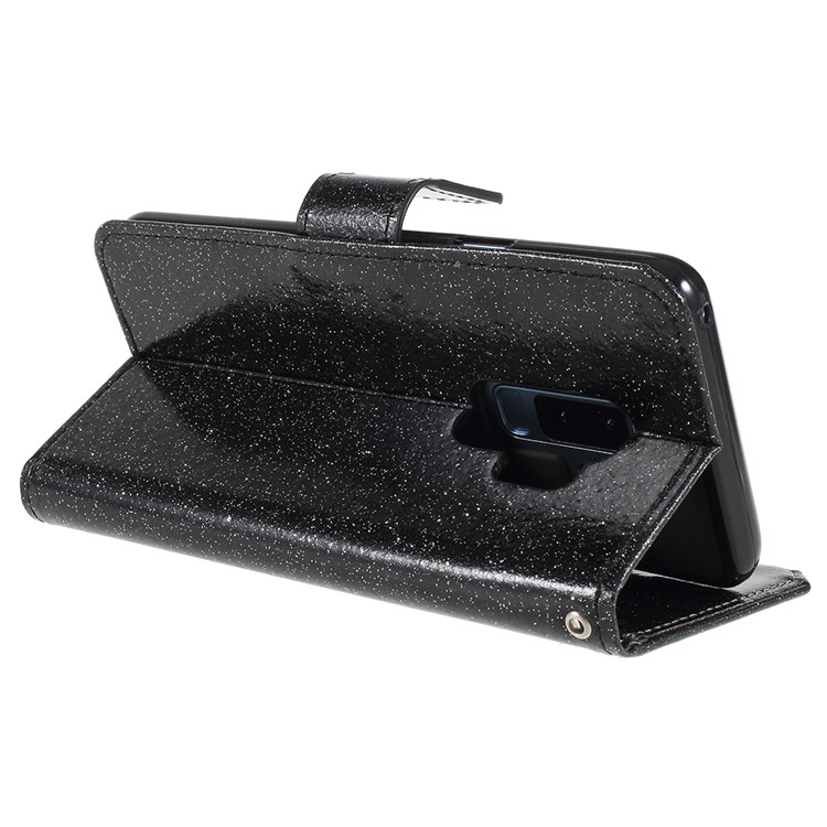 Flash Powder Leather Wallet Case with Stand for Samsung Galaxy S9+ G965 - Black-7