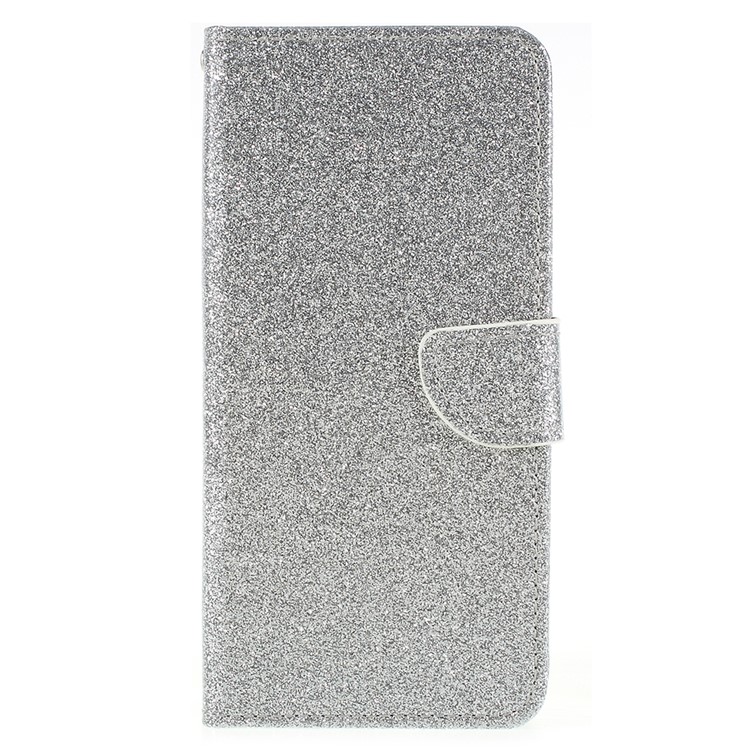 Flash Powder Leather Wallet Phone Case with Stand for Samsung Galaxy S9+ G965 - Silver-1