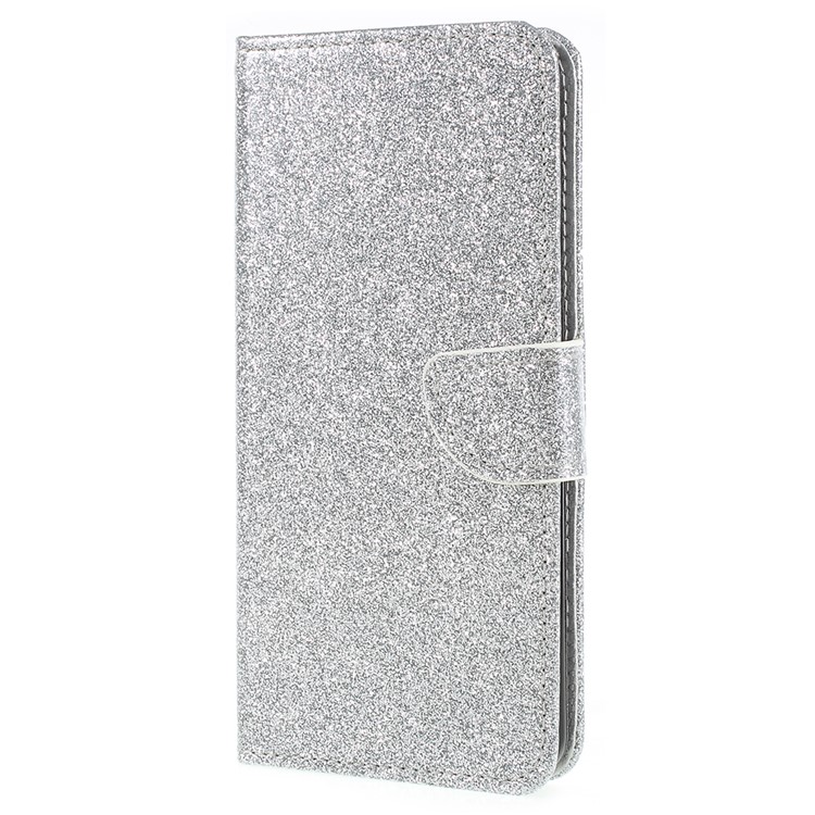 Flash Powder Leather Wallet Phone Case with Stand for Samsung Galaxy S9+ G965 - Silver-2