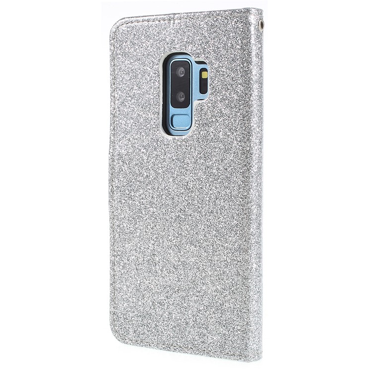 Flash Powder Leather Wallet Phone Case with Stand for Samsung Galaxy S9+ G965 - Silver-3