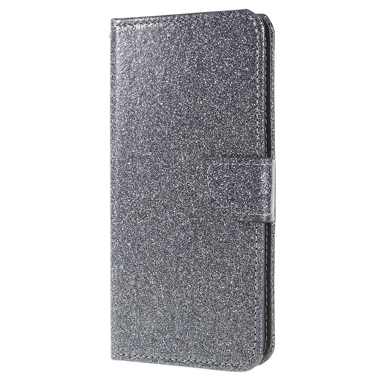 Flash Powder Leather Wallet Stand Mobile Case for Samsung Galaxy S9+ G965 - Grey-2