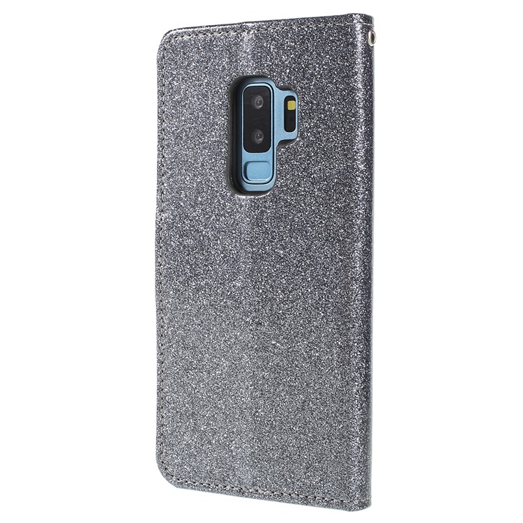 Flash Powder Leather Wallet Stand Mobile Case for Samsung Galaxy S9+ G965 - Grey-3