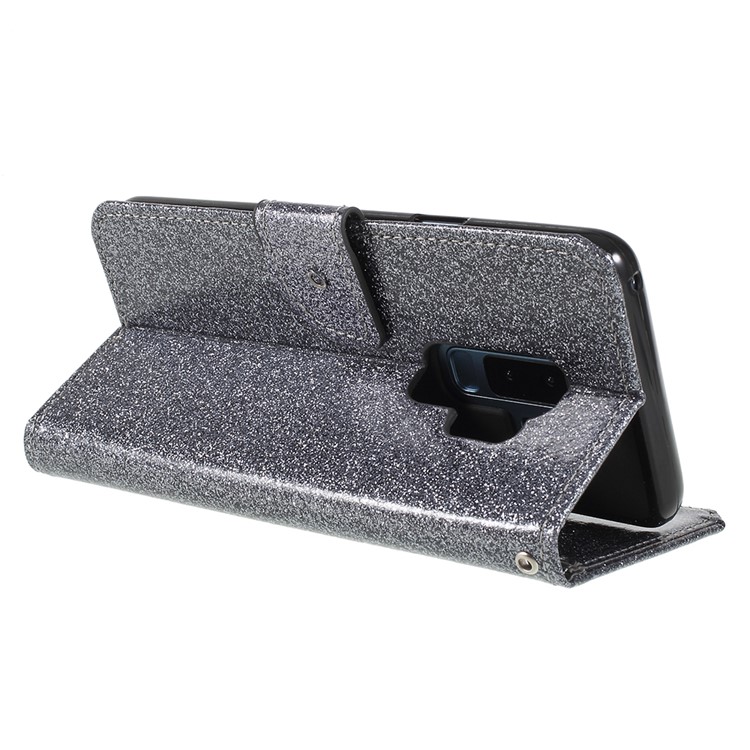 Flash Powder Leather Wallet Stand Mobile Case for Samsung Galaxy S9+ G965 - Grey-5