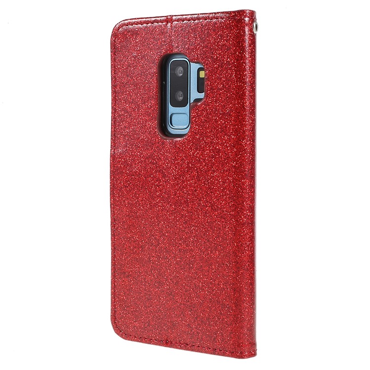 Flash Powder PU Leather Wallet Mobile Cover with Stand for Samsung Galaxy S9+ G965 - Red-3