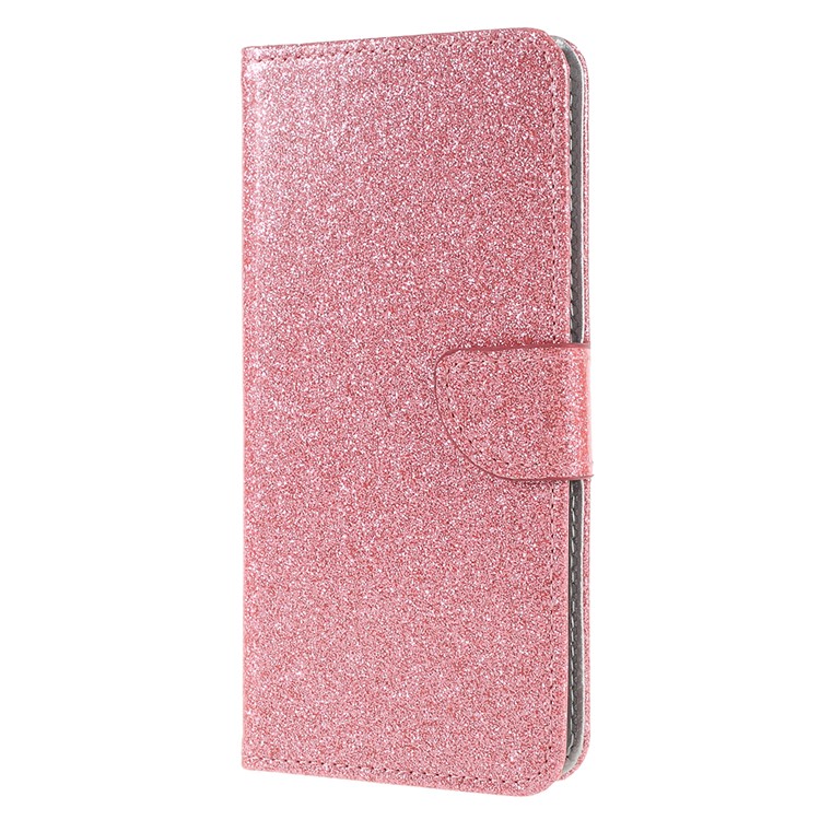 Flash Powder Leather Wallet Stand Cellphone Case for Samsung Galaxy S9+ G965 - Pink-2
