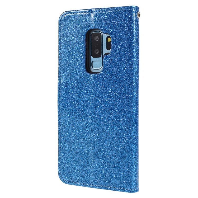 Flash Powder Leather Wallet Case Protector for Samsung Galaxy S9+ G965 - Blue-3