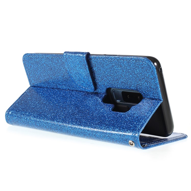 Flash Powder Leather Wallet Case Protector for Samsung Galaxy S9+ G965 - Blue-5